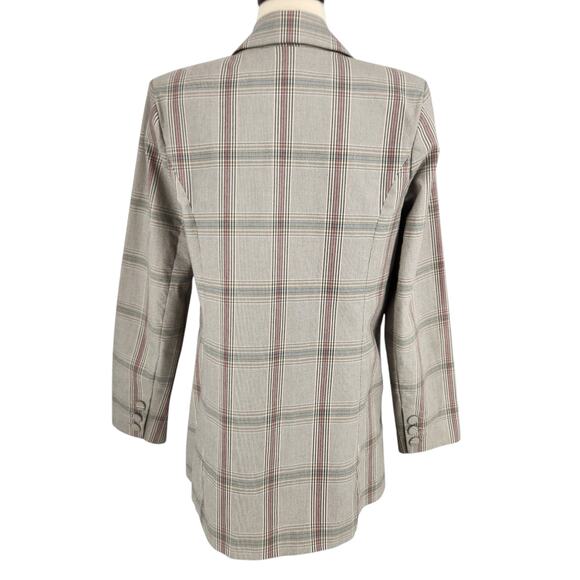 SALE CAbi Sleuth #5470 Gray Pink Plaid Double Breasted Blazer Women's Size 8 - Picture 7 of 8